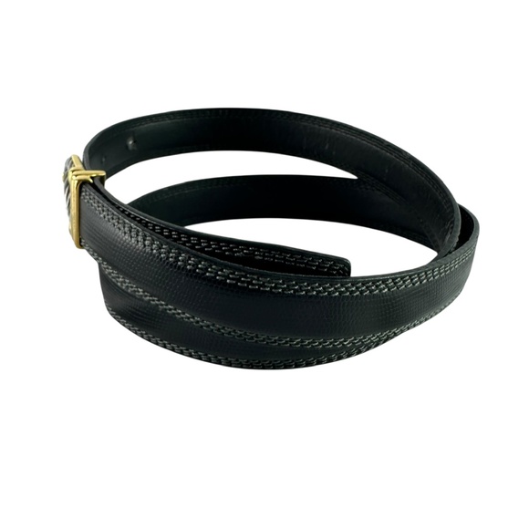 Vintage PHILIPPE CHARRIOL Rope Black Genuine Leather Lizard Pattern Belt Size 42 - Picture 5 of 12